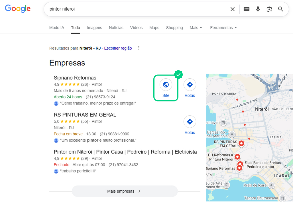 Resultado do Google para pintor niterói